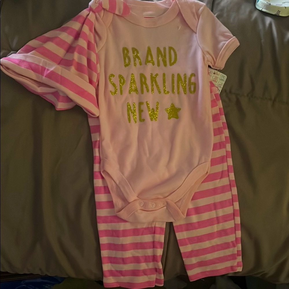 Pink and Gold Baby Onesie Set